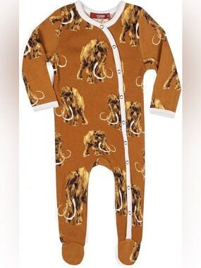 Milkbarn Woolly Mammoth Print Footed One-Piece